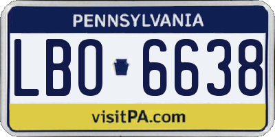 PA license plate LBO6638