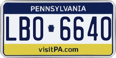 PA license plate LBO6640