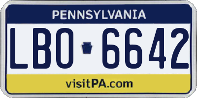 PA license plate LBO6642