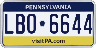 PA license plate LBO6644
