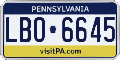 PA license plate LBO6645
