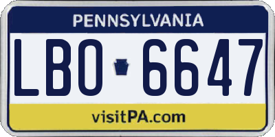 PA license plate LBO6647