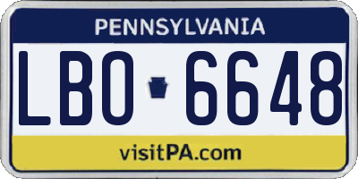 PA license plate LBO6648