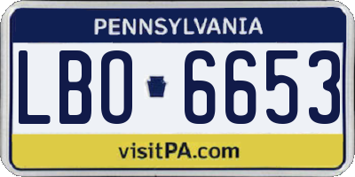 PA license plate LBO6653
