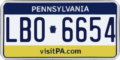 PA license plate LBO6654