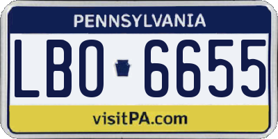 PA license plate LBO6655