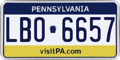 PA license plate LBO6657