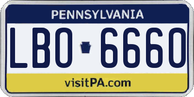PA license plate LBO6660