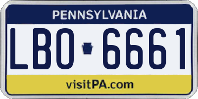 PA license plate LBO6661