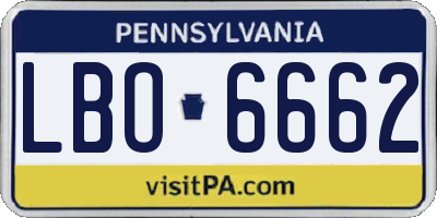 PA license plate LBO6662