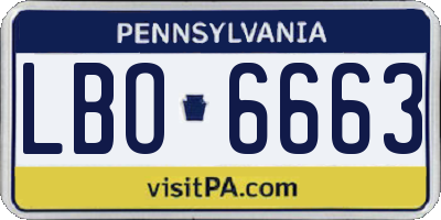 PA license plate LBO6663