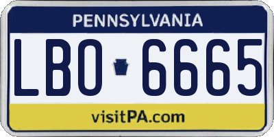 PA license plate LBO6665