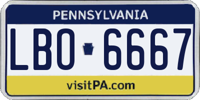 PA license plate LBO6667