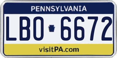 PA license plate LBO6672