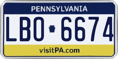 PA license plate LBO6674
