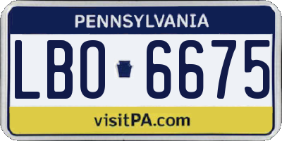 PA license plate LBO6675