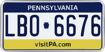 PA license plate LBO6676