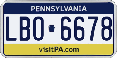 PA license plate LBO6678