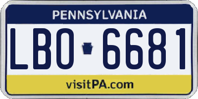 PA license plate LBO6681