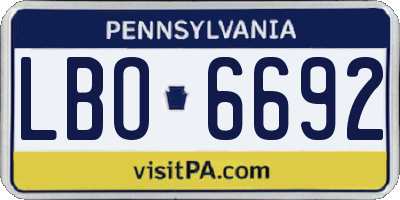 PA license plate LBO6692