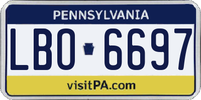 PA license plate LBO6697