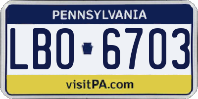 PA license plate LBO6703
