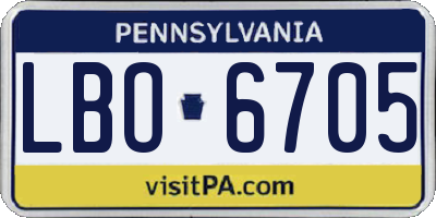 PA license plate LBO6705