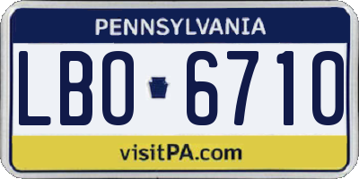 PA license plate LBO6710