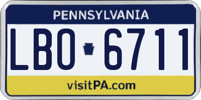 PA license plate LBO6711