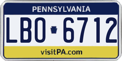 PA license plate LBO6712