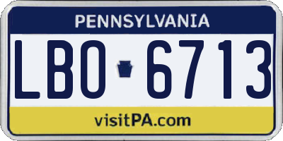 PA license plate LBO6713