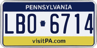 PA license plate LBO6714