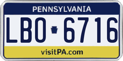 PA license plate LBO6716