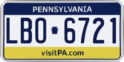 PA license plate LBO6721