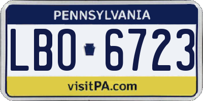 PA license plate LBO6723
