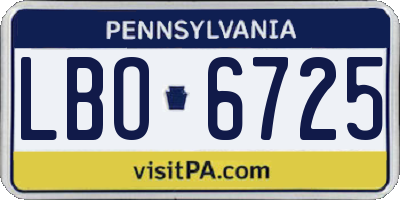 PA license plate LBO6725