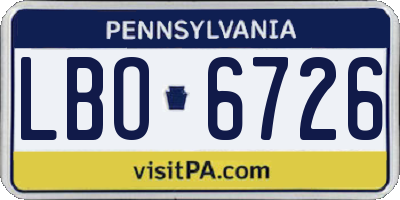 PA license plate LBO6726