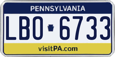 PA license plate LBO6733
