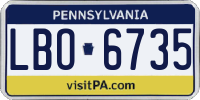 PA license plate LBO6735