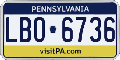 PA license plate LBO6736