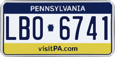 PA license plate LBO6741
