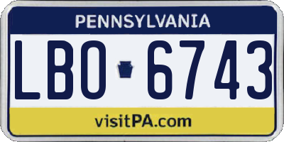 PA license plate LBO6743