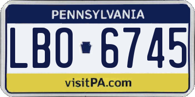 PA license plate LBO6745
