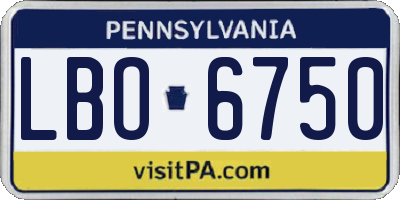 PA license plate LBO6750