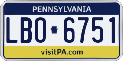 PA license plate LBO6751