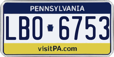 PA license plate LBO6753