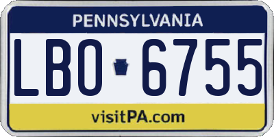 PA license plate LBO6755