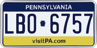 PA license plate LBO6757