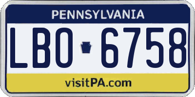PA license plate LBO6758
