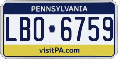 PA license plate LBO6759